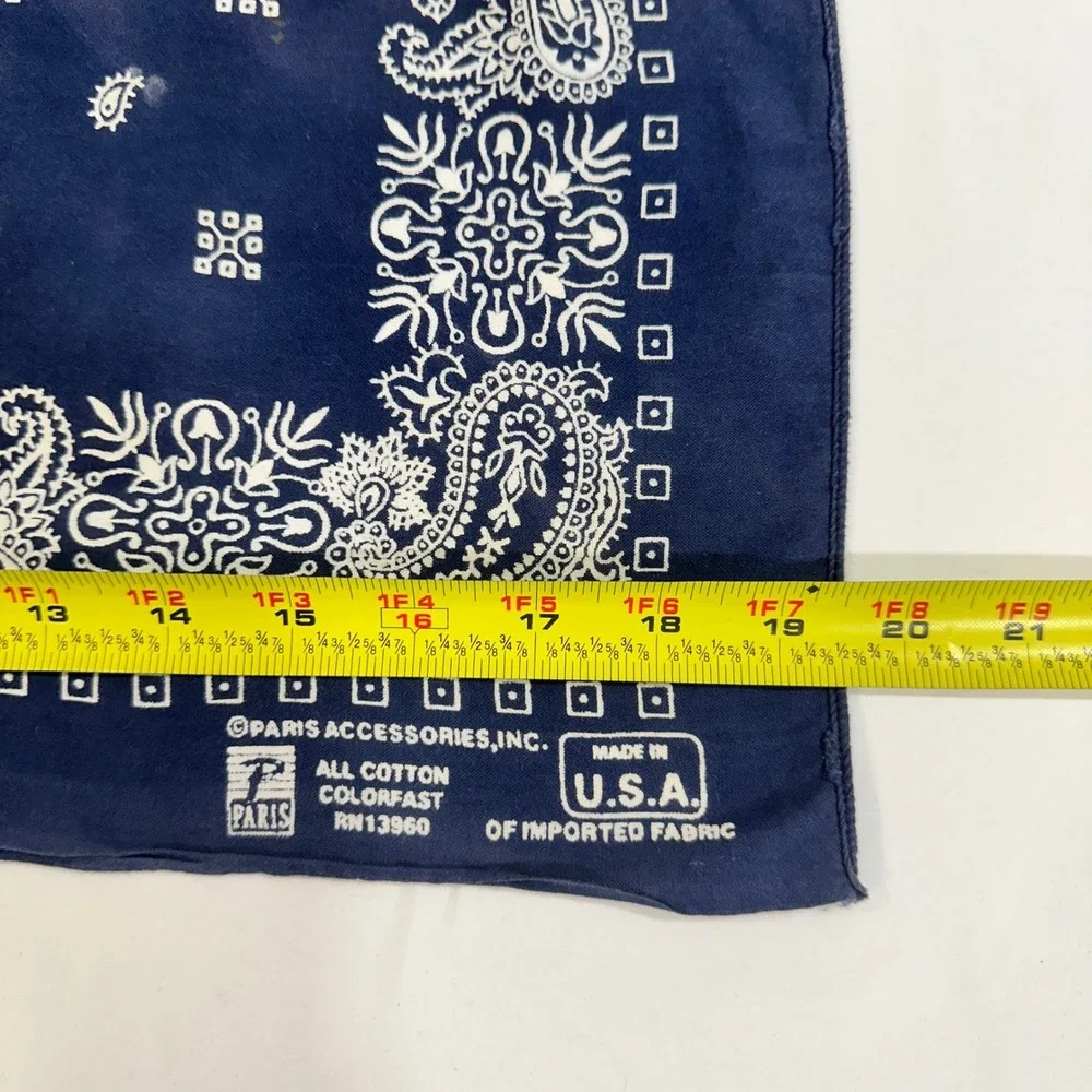 Paris Accessories Bandana Navy Blue Paisley Cotton Made in USA Vintage Scarf